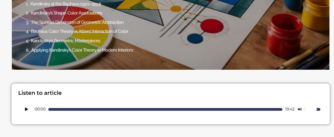 Przykład playera audio na stronie artykułu