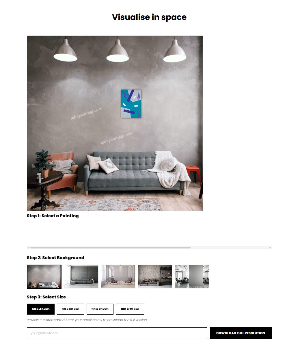 Aplikacja do wizualizacji obrazów – widok katalogu na stronie głównej adrapaintings.com